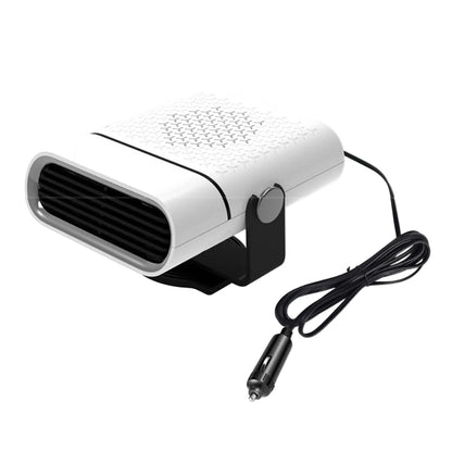 12V white portable car heater and defogger device with adjustable stand and cigarette-lighter plug