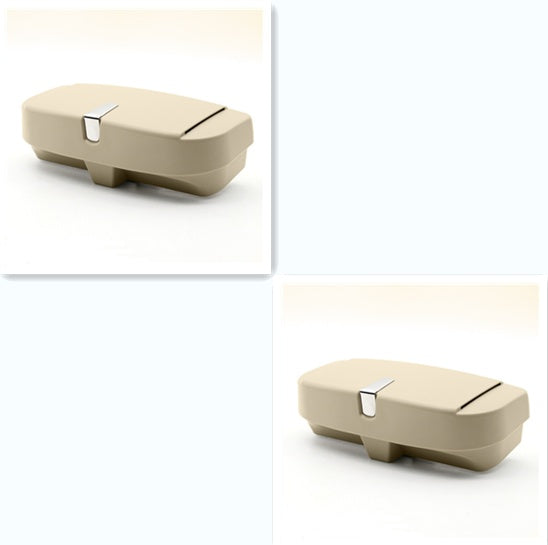 <img src="image_link_here" alt="Car Glasses Case - Durable Eyewear Storage for Car Sun Visor, Beige Color, Compact Size, Fits Sunglasses and Eyeglasses" />