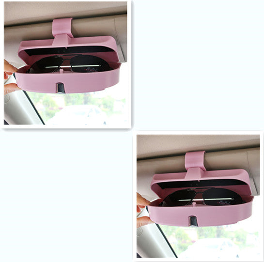 "Pink car visor sunglasses holder – Protect and organize your glasses in your car! Compact, secure, and easy to install."
