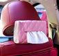 Chic pink leather tissue box, perfect for adding a touch of style and convenience to your car.
