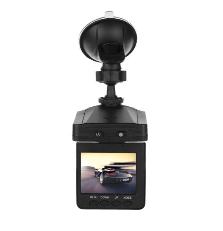 HD Night Vision Dash Camera H198 mounted on suction holder with LCD screen displaying car footage