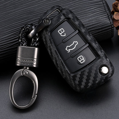 Carbon Fiber Audi Key Case – Shockproof Silicone Cover | Premium Protection