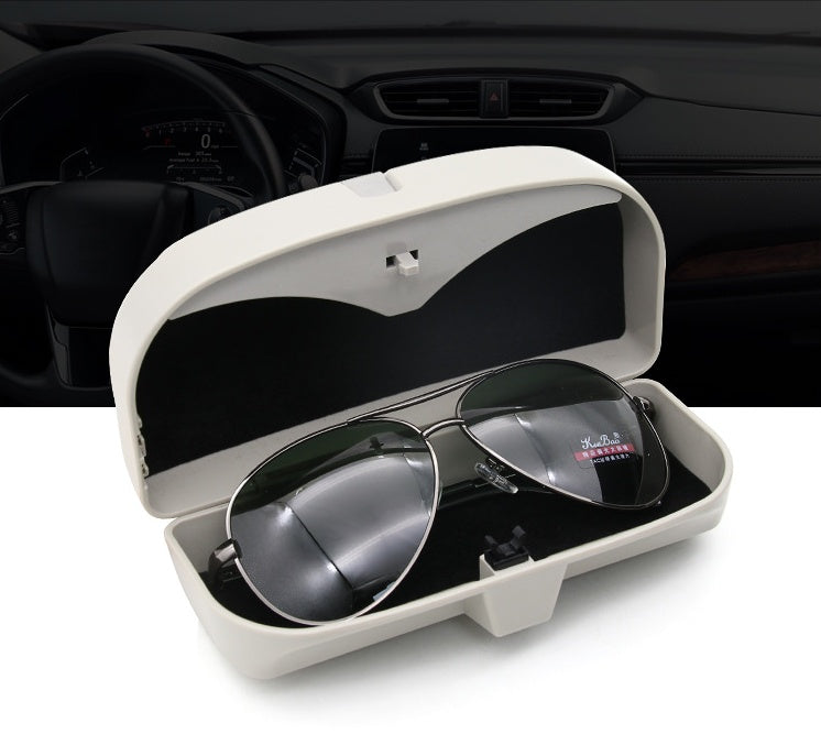 <img src="image_link_here" alt="Car Glasses Case with Sunglasses - Stylish and Durable Eyewear Storage, Ideal for Car Sun Visor and Small Items" />