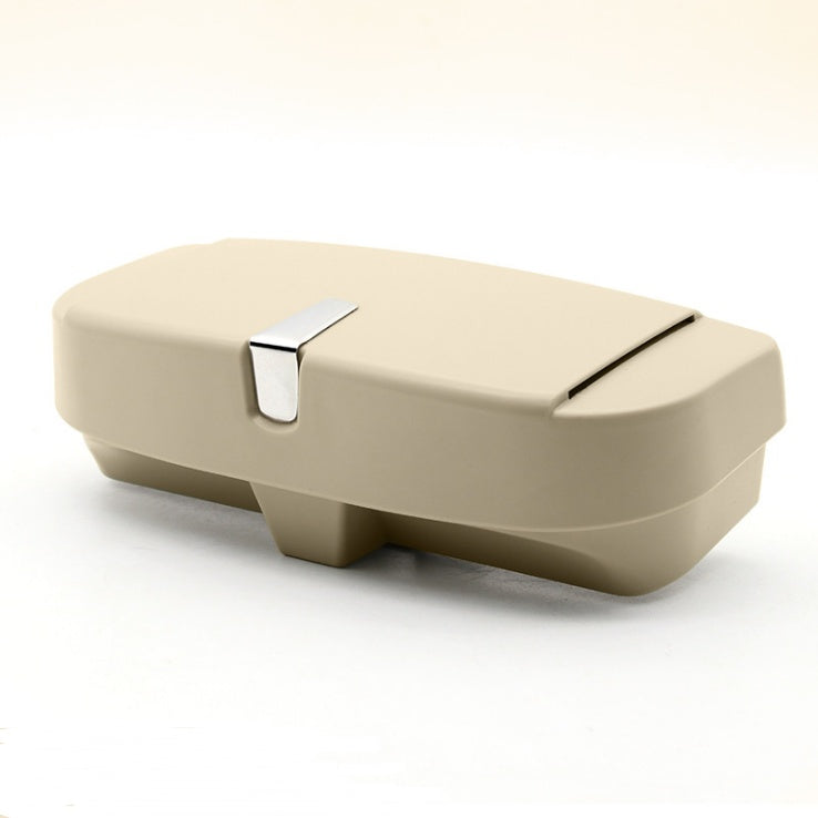 <img src="image_link_here" alt="Car Glasses Case - Durable Eyewear Storage for Car Sun Visor, Beige Color, Compact Size, Fits Sunglasses and Eyeglasses" />