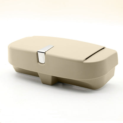 <img src="image_link_here" alt="Car Glasses Case - Durable Eyewear Storage for Car Sun Visor, Beige Color, Compact Size, Fits Sunglasses and Eyeglasses" />