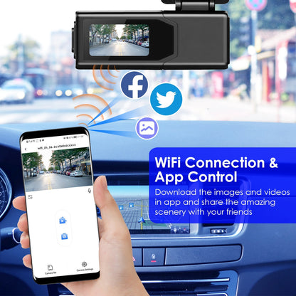 Motify 2K Smart Dash Cam with WiFi & Night Vision | 140° Wide Angle | 32GB Card Included